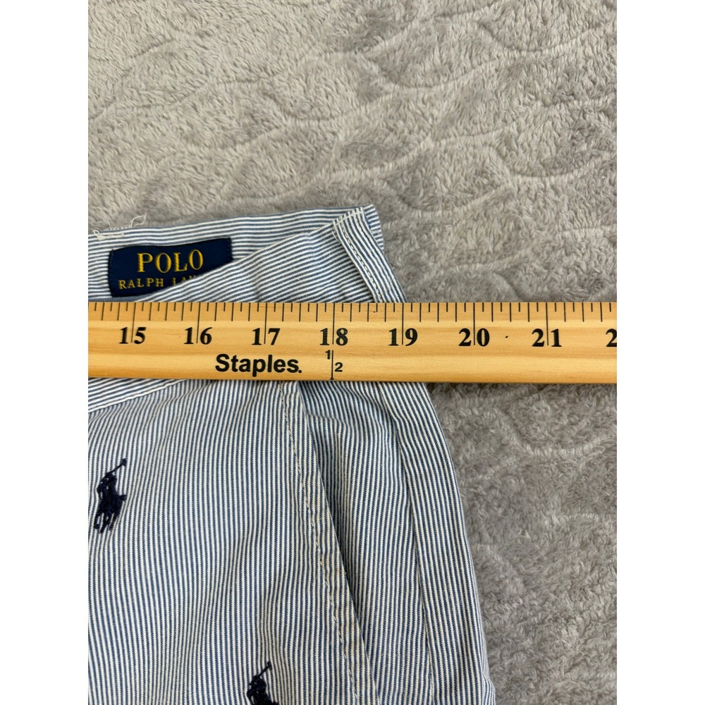 Polo Ralph Lauren Mens 38 Seersucker Shorts Blue White Striped Embroidered Pony - Picture 9 of 11